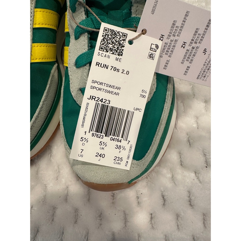 Adidas Run 70s 2.0 Green Yellow Grey Suede Retro Sneakers JR2423 Womens 7 - Picture 4 of 9